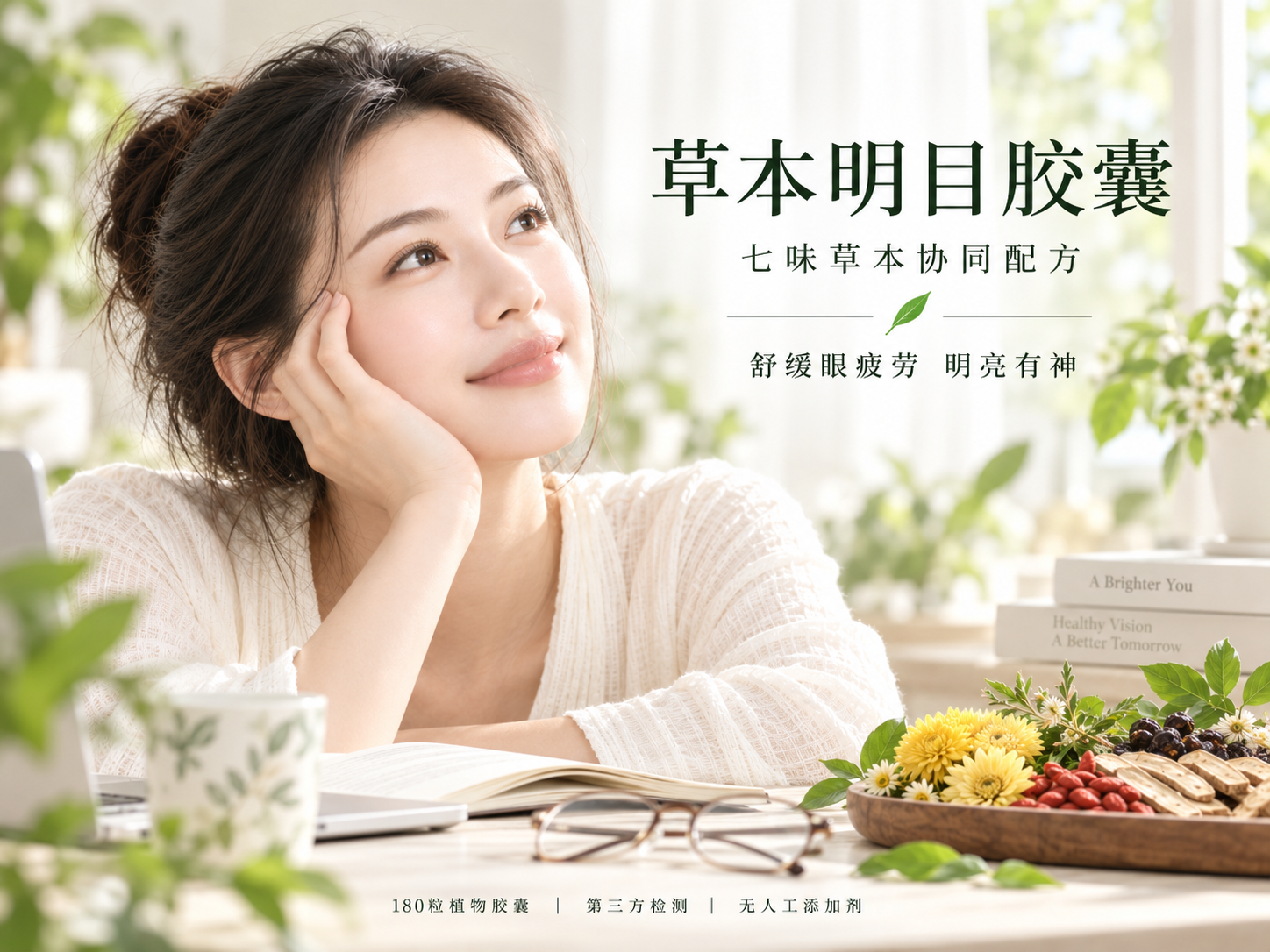 草本明目胶囊产品图：七味草本协同配方，舒缓眼疲劳